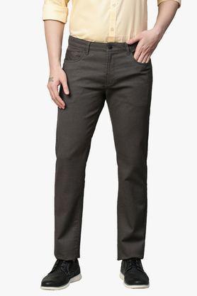 men's cotton stretch rico slim fit self design casual chinos - grey