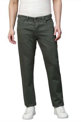 men's cotton stretch rico slim fit solid casual chinos - green