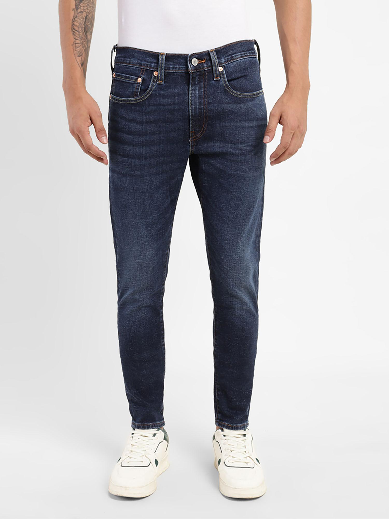 men's dark blue skinny taper fit jeans