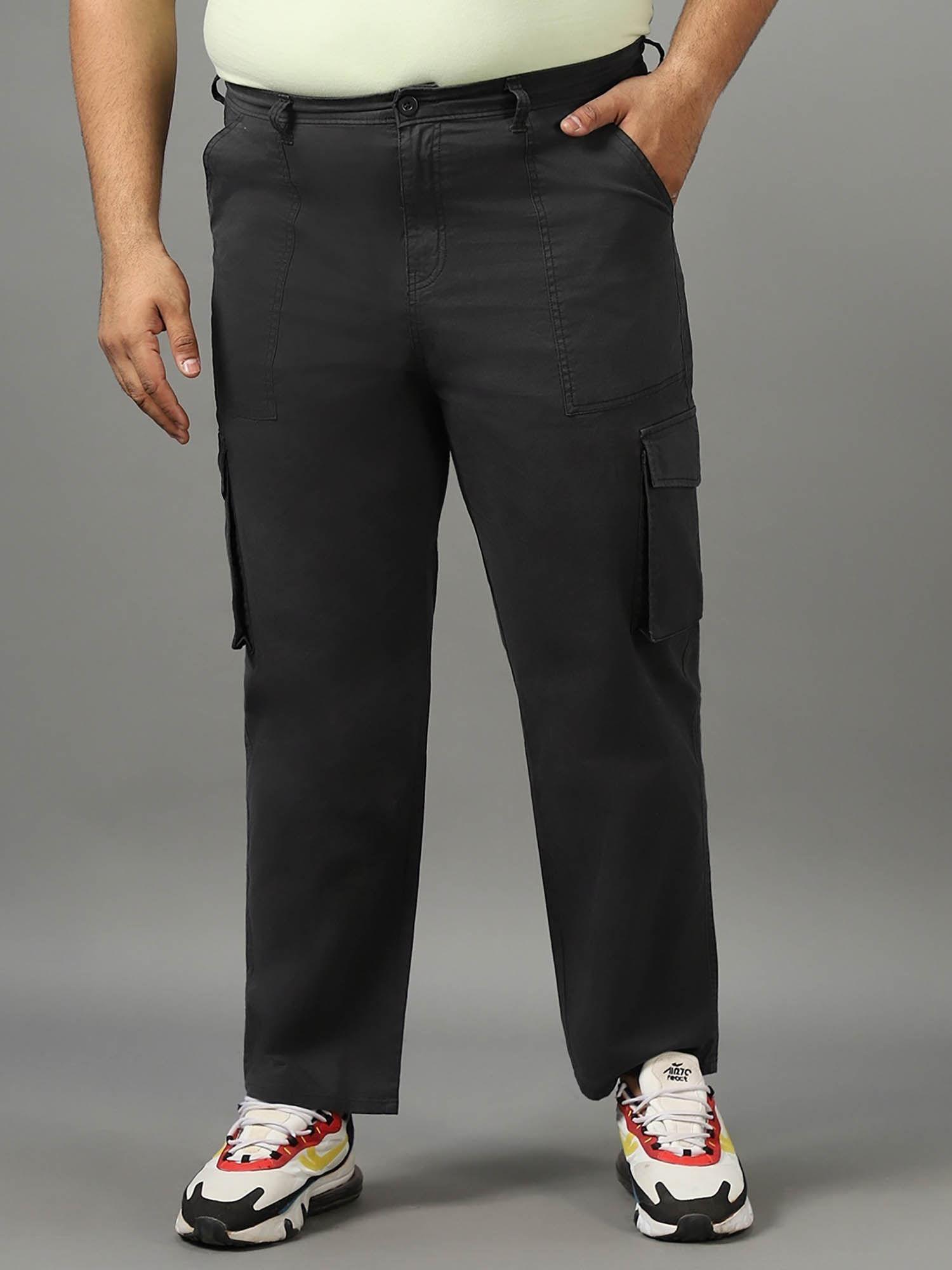 men's dark grey oversized plus size cargo pants