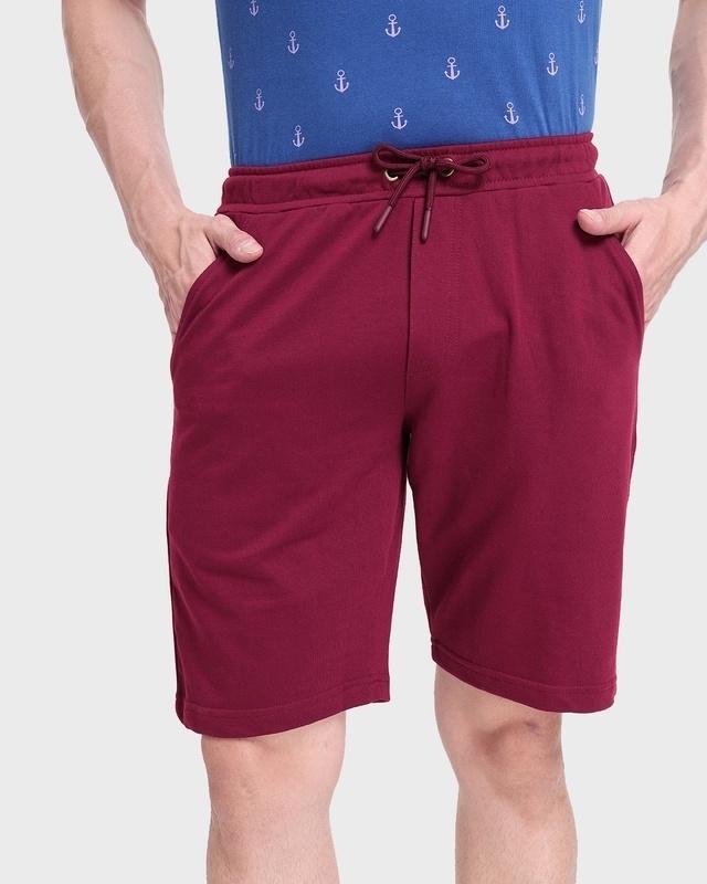 men's dark maroon casual shorts