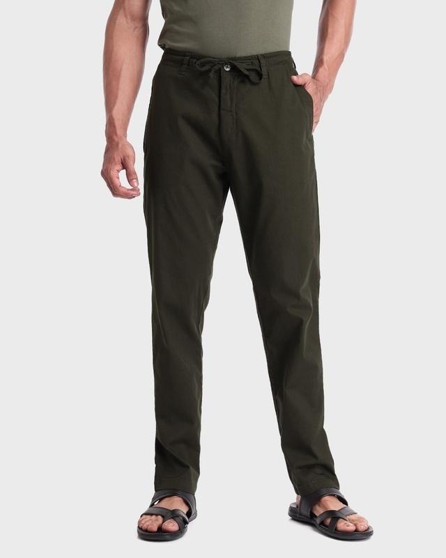 men's dark olive trousers