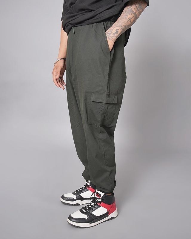 men's emerald green loose comfort fit harem cargo joggers