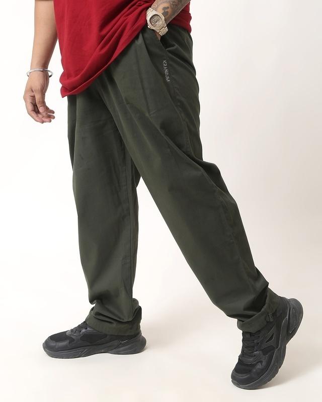men's emerald green loose comfort fit parachute pants