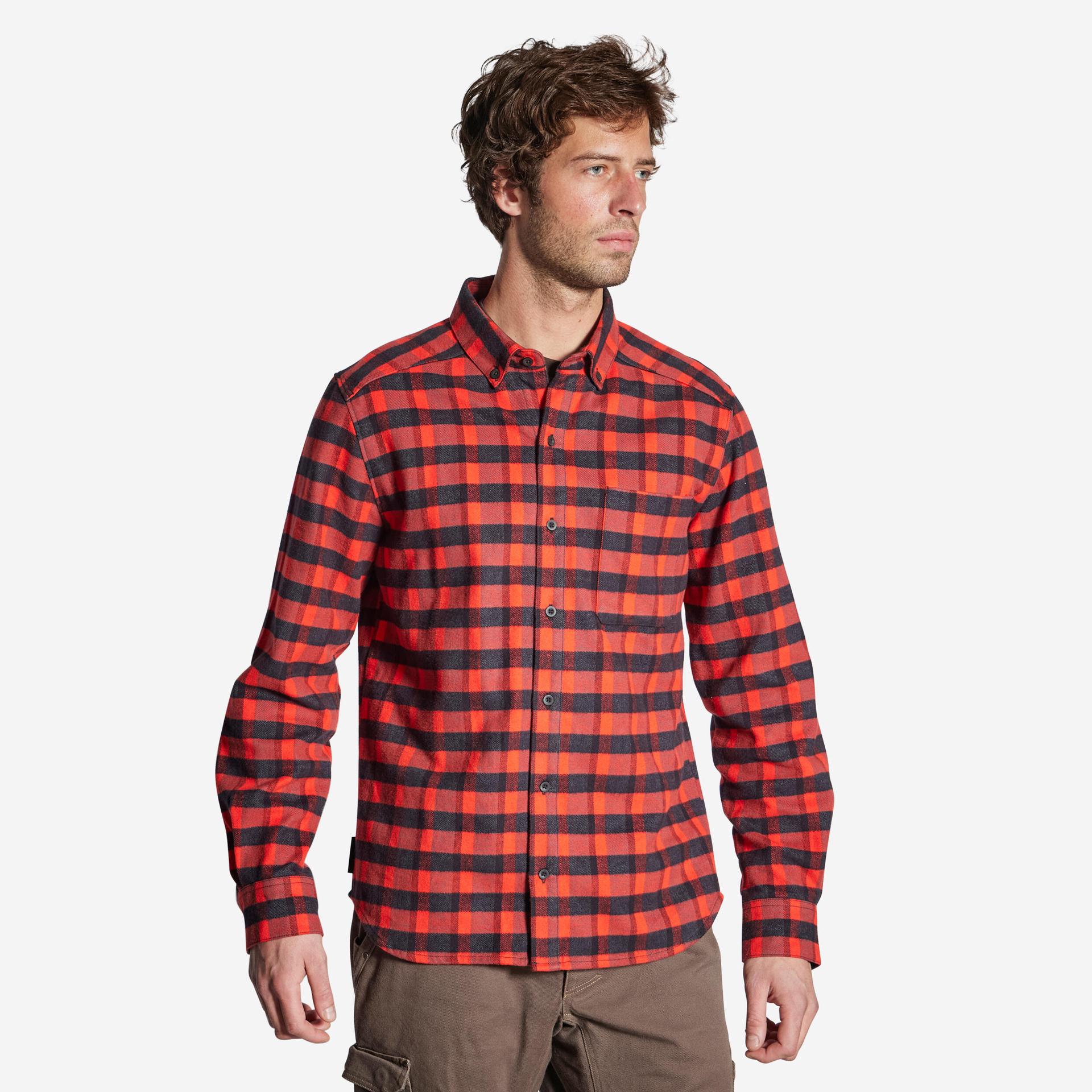 men's full sleeve fleece lined shirt 100 red check