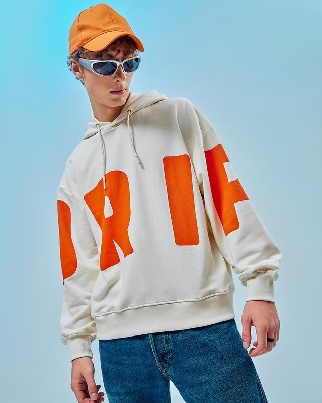 men's gardenia drip typography oversized hoodies