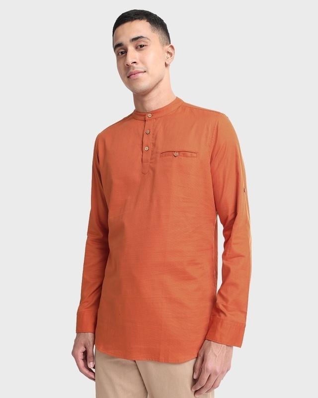 men's gold flame relaxed fit short kurta