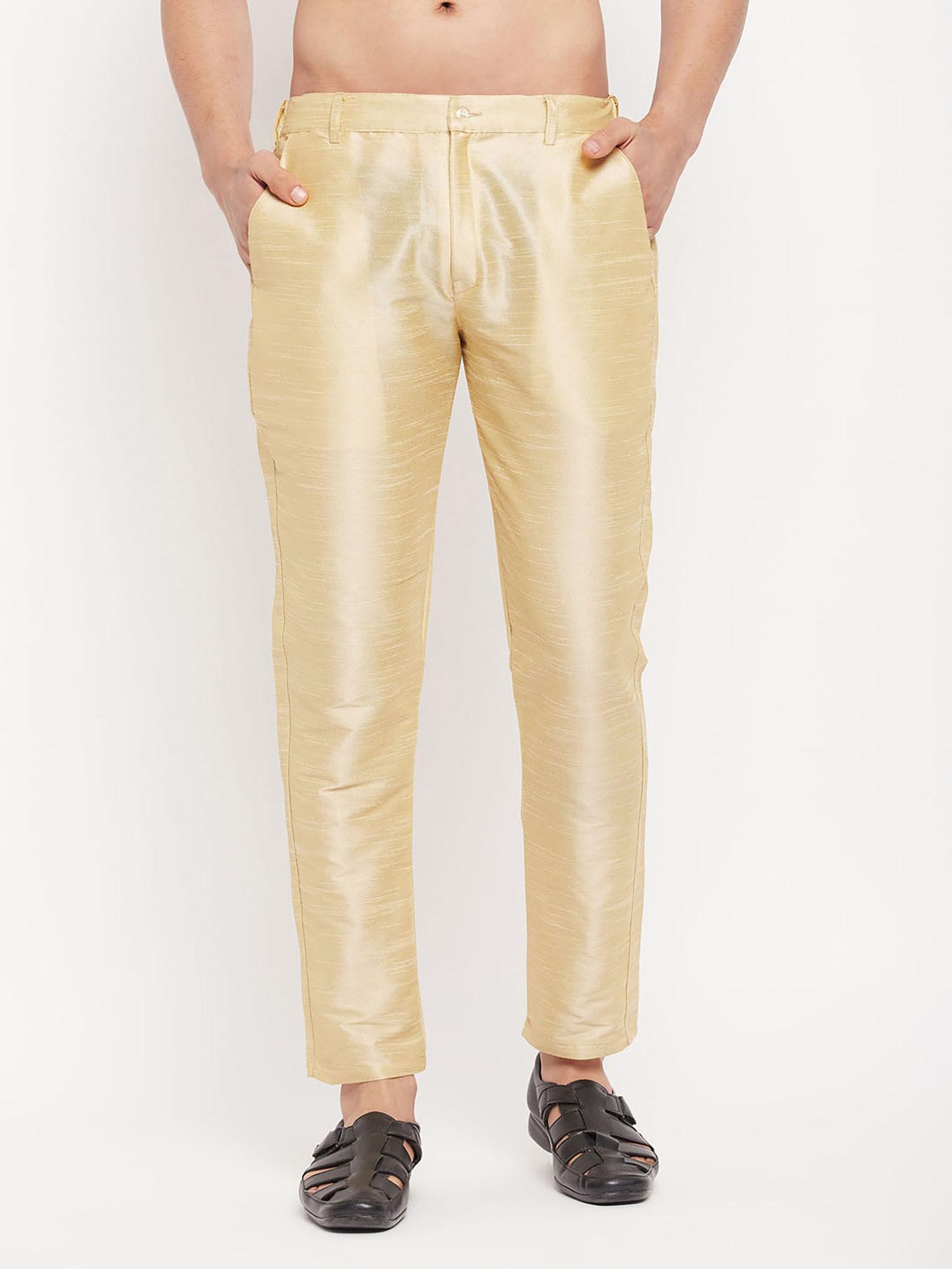 men's gold silk blend pant style churidar