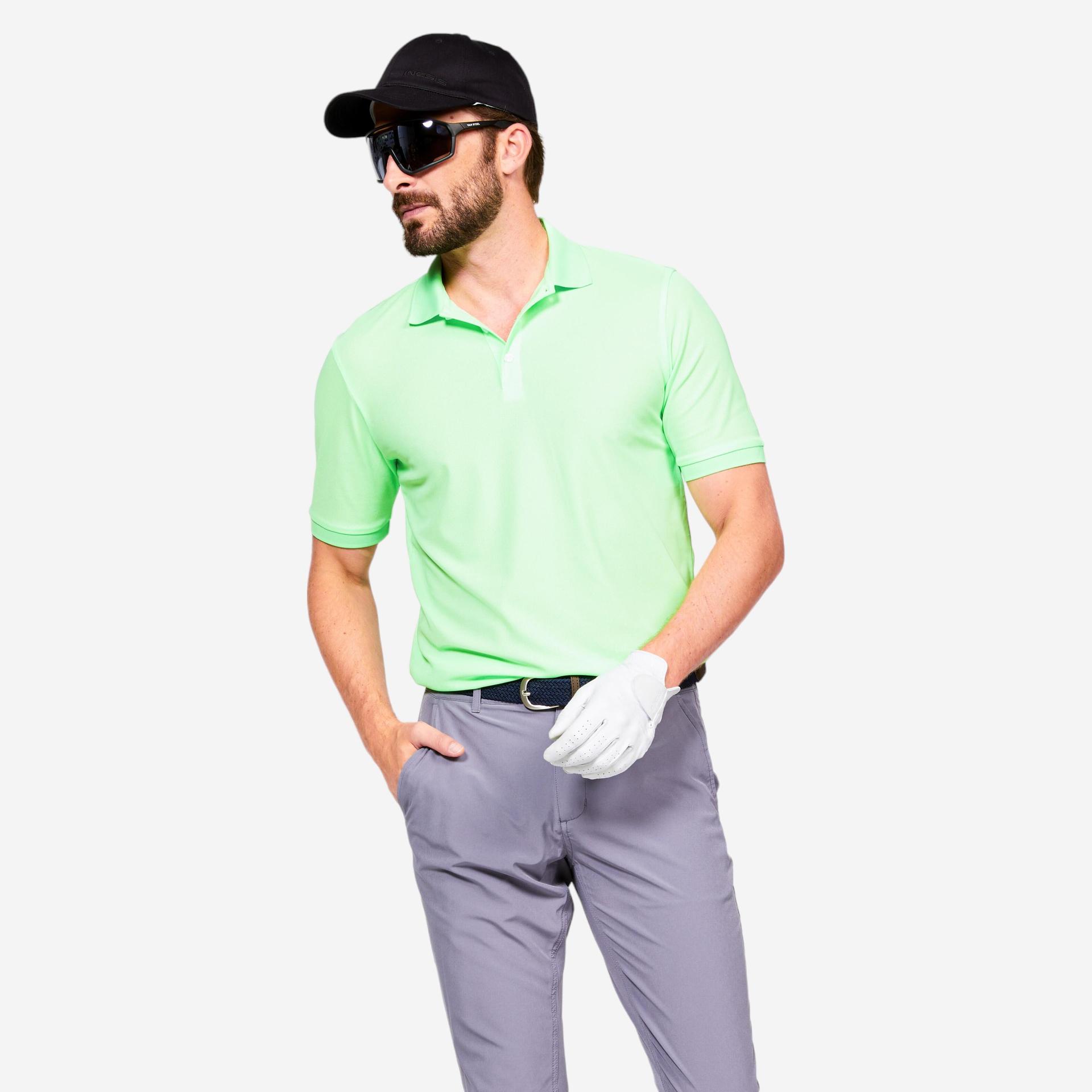 men's golf short sleeve polo shirt - ww500 neon green