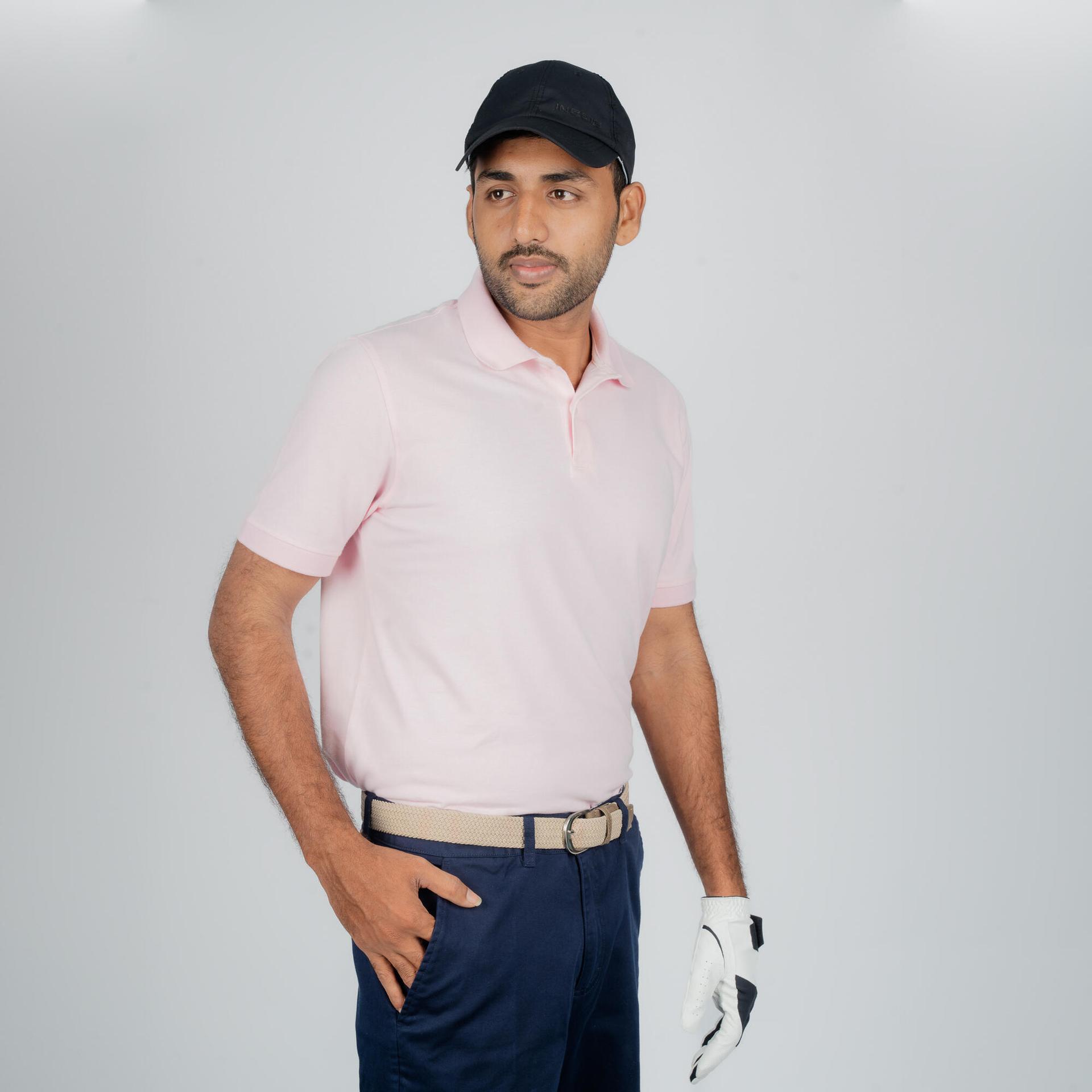 men's golf short-sleeved polo shirt pink