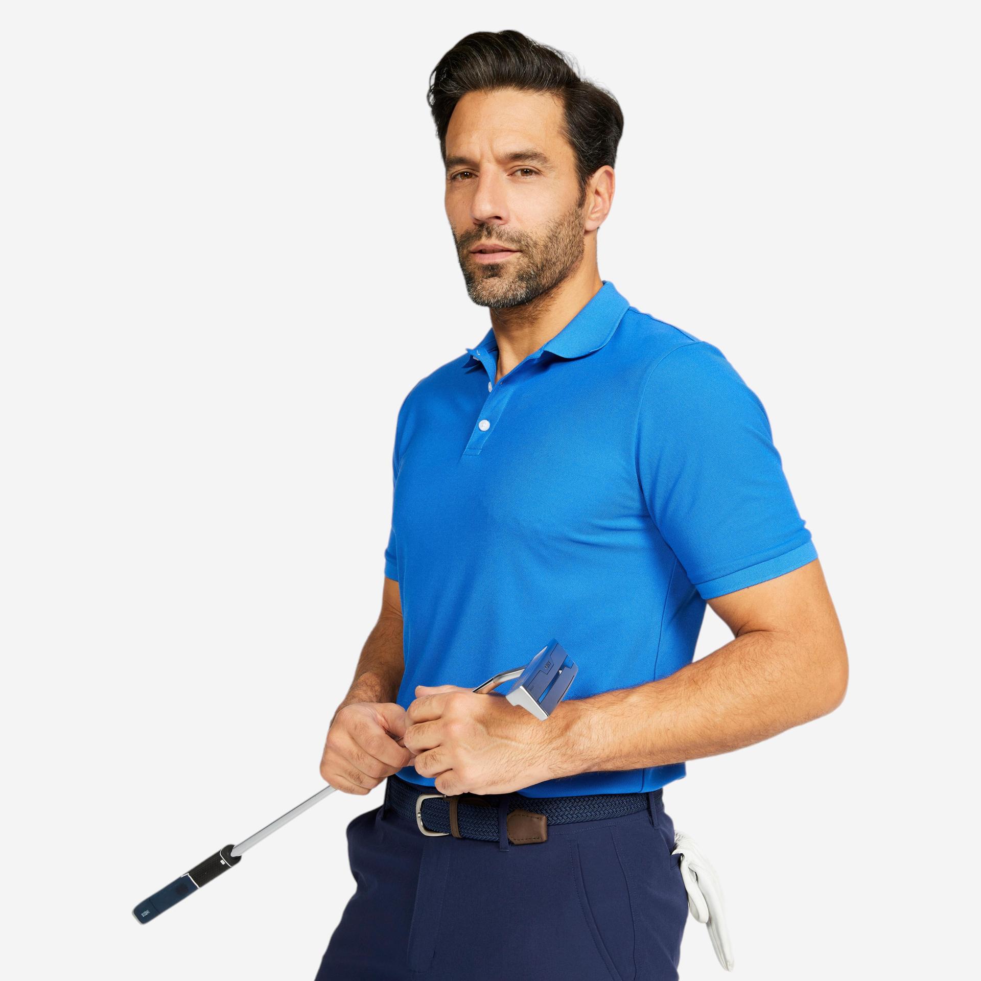 men's golf short-sleeved polo t-shirt ww500 blue