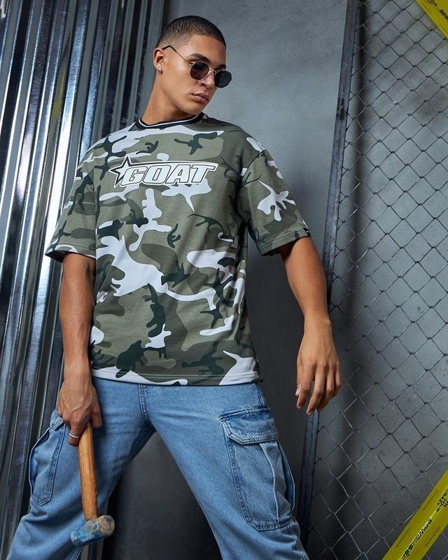 men's green & blue camouflage oversized t-shirt