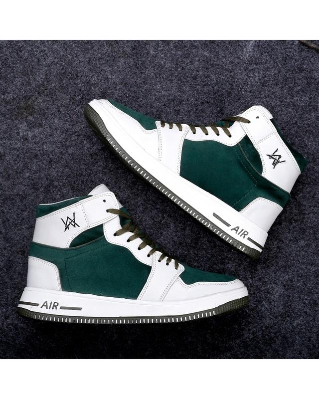 men's green & white color block sneakers