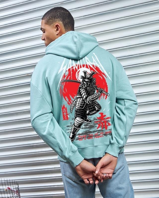 men's green bushido clan graphic printed oversized hoodies