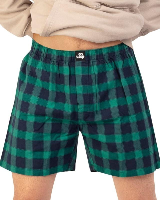 men's green checked boxers