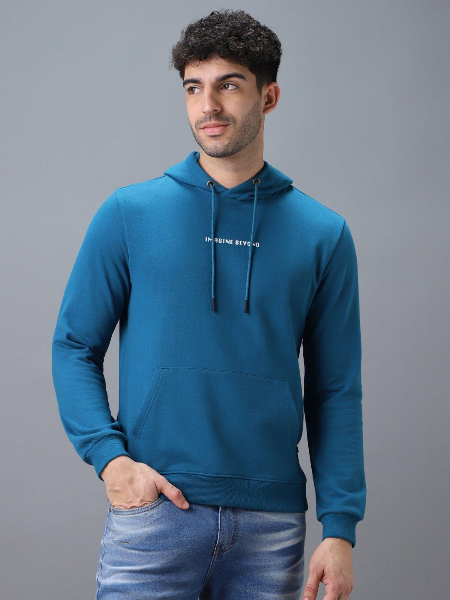 men's green cotton hooded neck sweatshirt