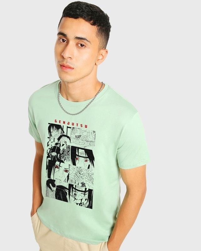 men's green genjutsu graphic printed t-shirt