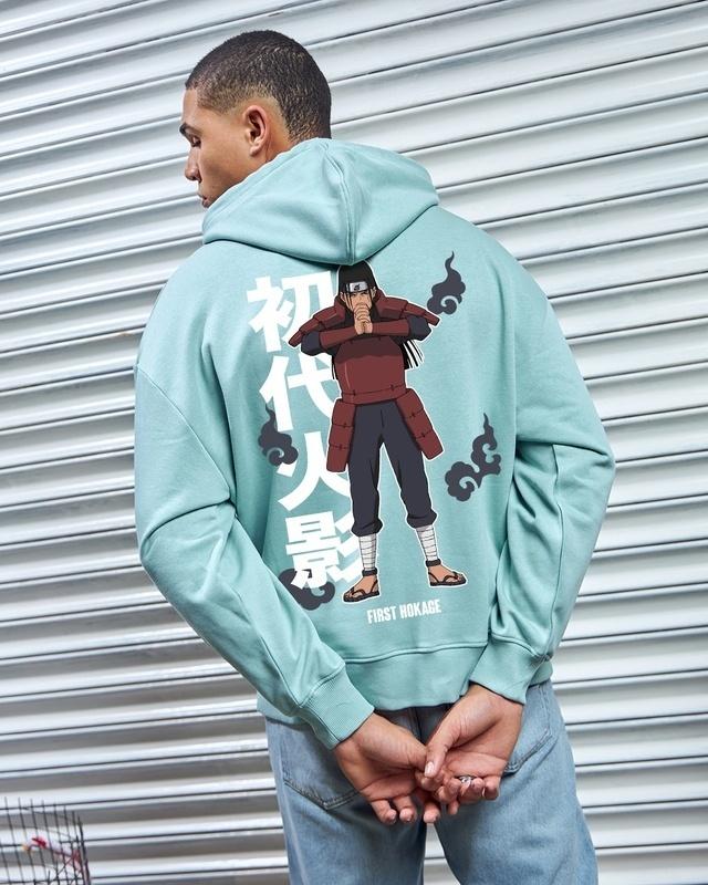 men's green hokage hashirama graphic printed oversized hoodies