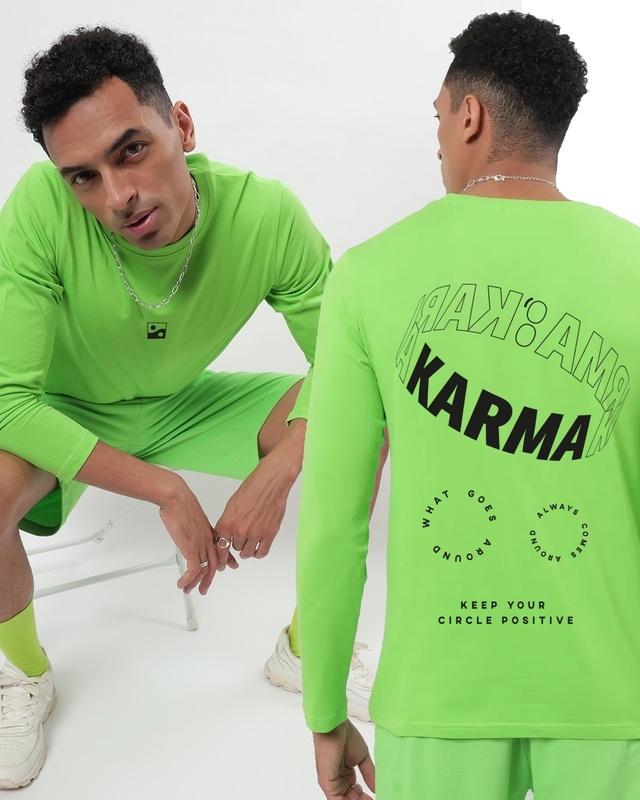 men's green karma circle typography t-shirt