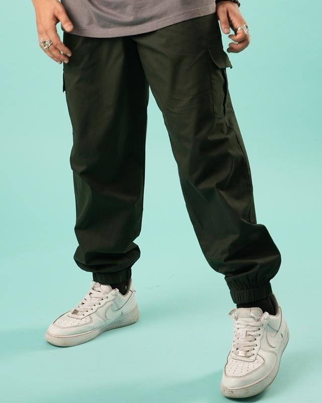 men's green loose comfort fit cargo harem pants