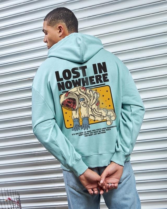 men's green lost in nowhere graphic printed oversized hoodies