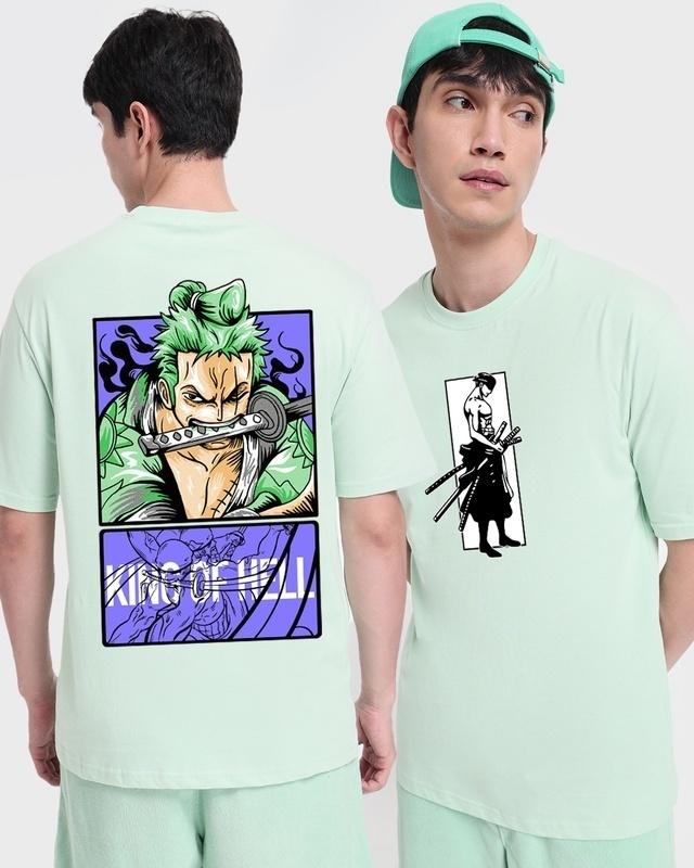 men's green moss head graphic printed oversized t-shirt