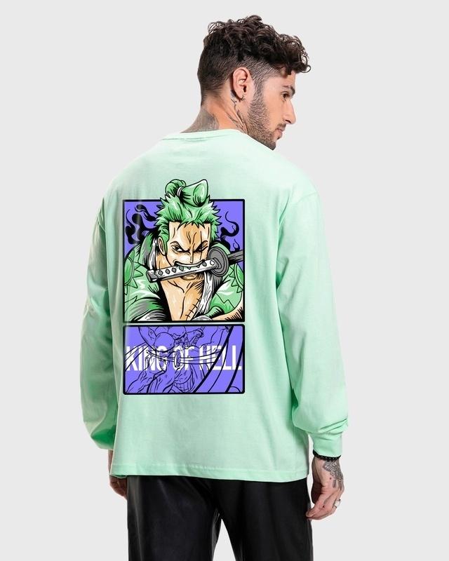 men's green moss head graphic printed oversized t-shirt