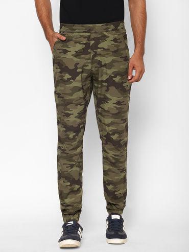 men's green printed cotton joggers