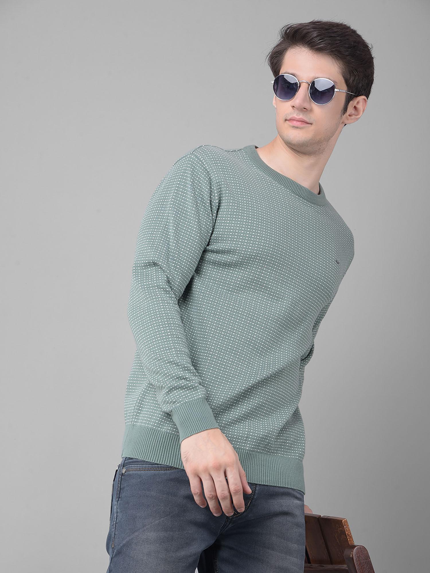 men's green printed sweater