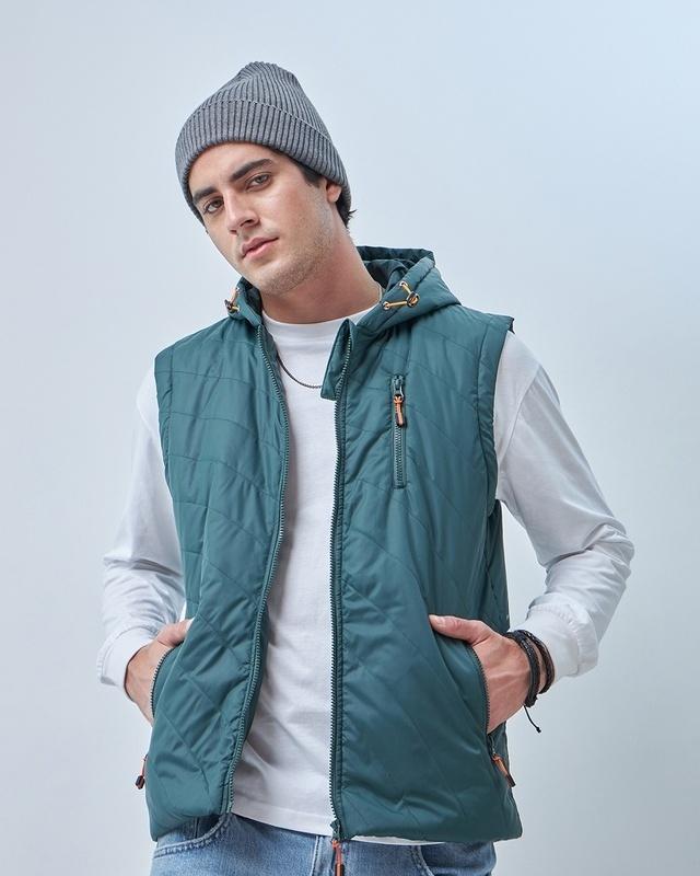 men's green puffer jacket