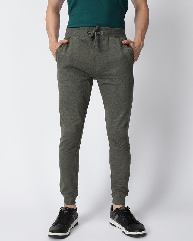 men's green slim fit trackpant