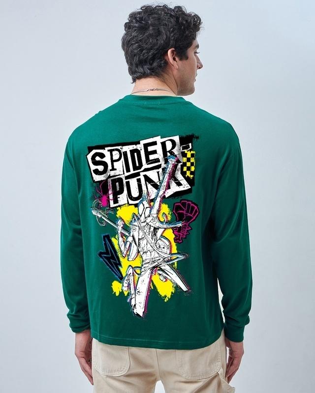 men's green spiderman punk edition graphic printed oversized t-shirt