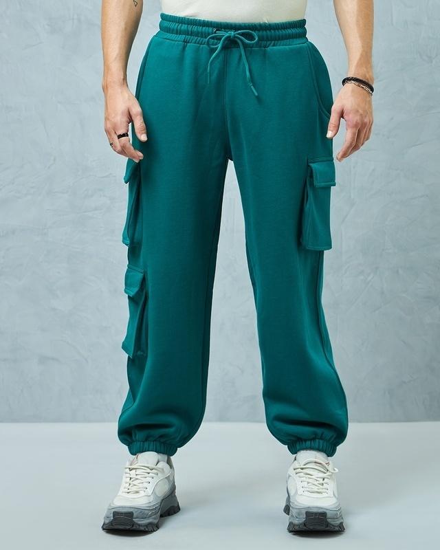 men's green super loose fit cargo joggers