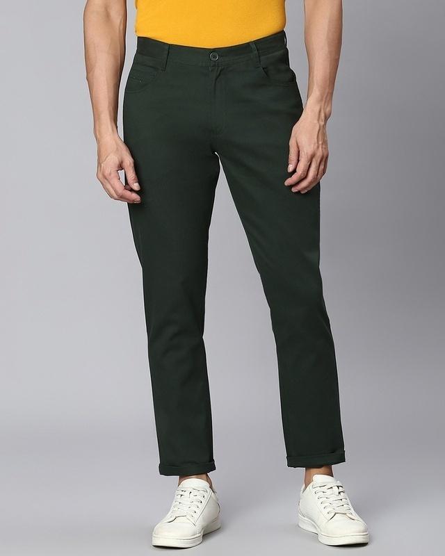 men's green tapered fit chinos