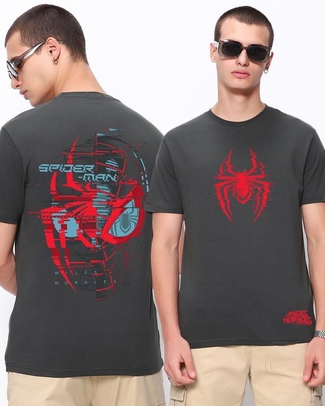 men's grey across the spiderverse graphic printed t-shirt