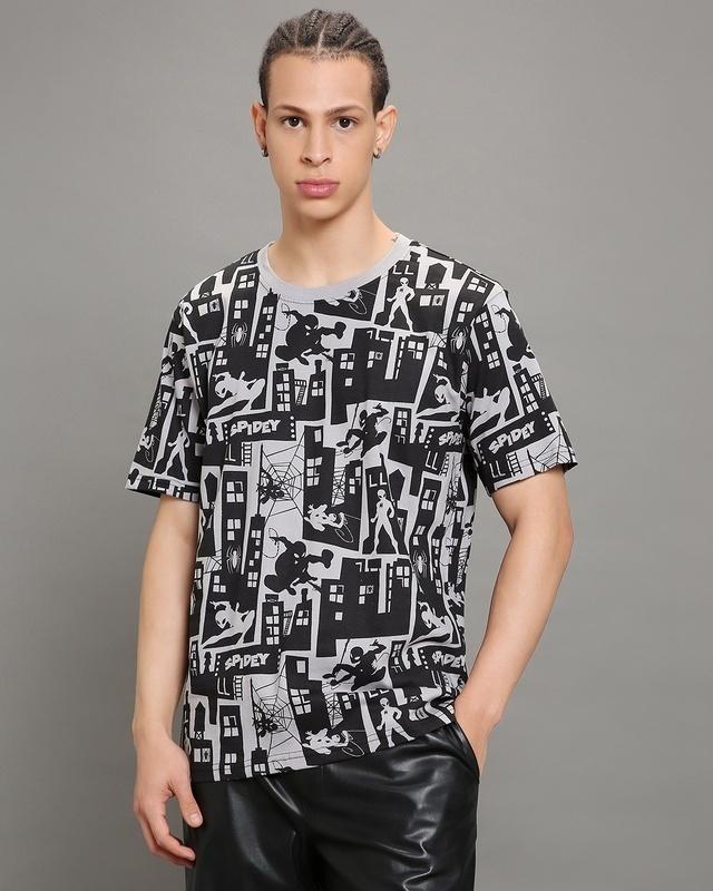 men's grey all over printed t-shirt