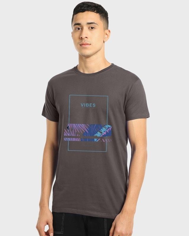 men's grey blue vibes graphic printed t-shirt