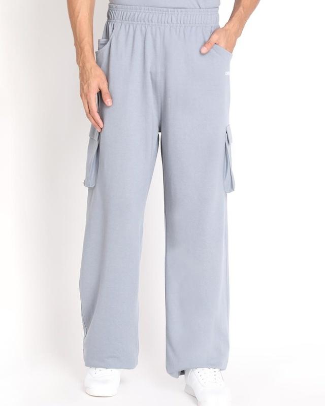 men's grey cargo track pants