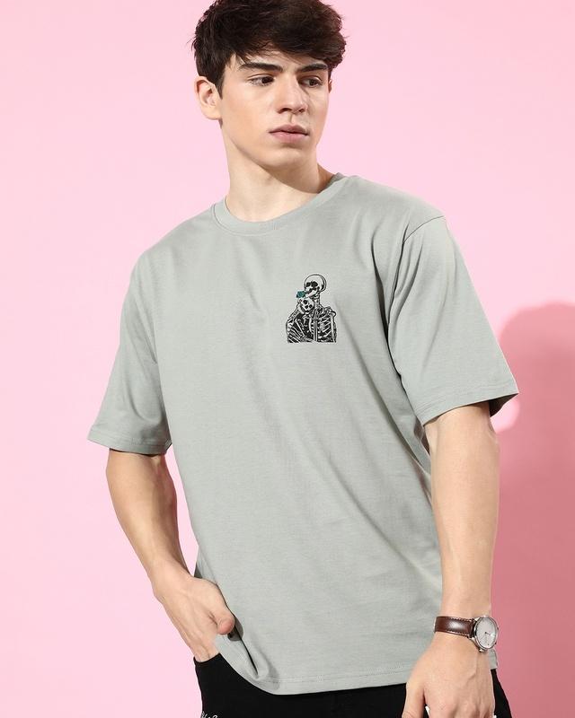 men's grey graphic printed oversized t-shirt