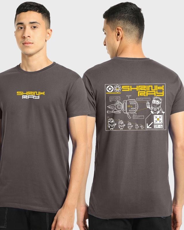 men's grey minion blueprint graphic printed t-shirt