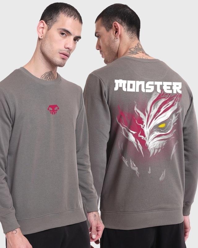 men's grey monster graphic printed sweatshirt