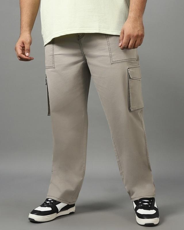 men's grey oversized plus size cargo trousers