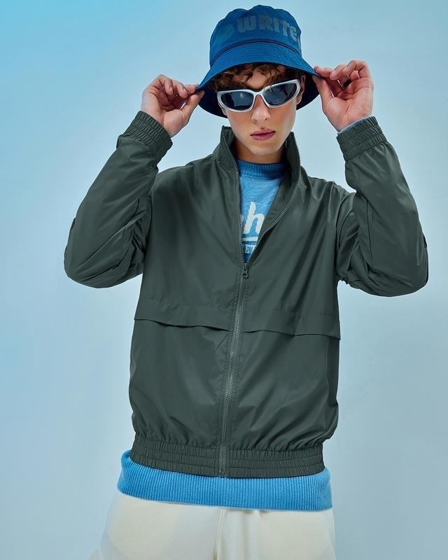 men's grey oversized windcheater jacket