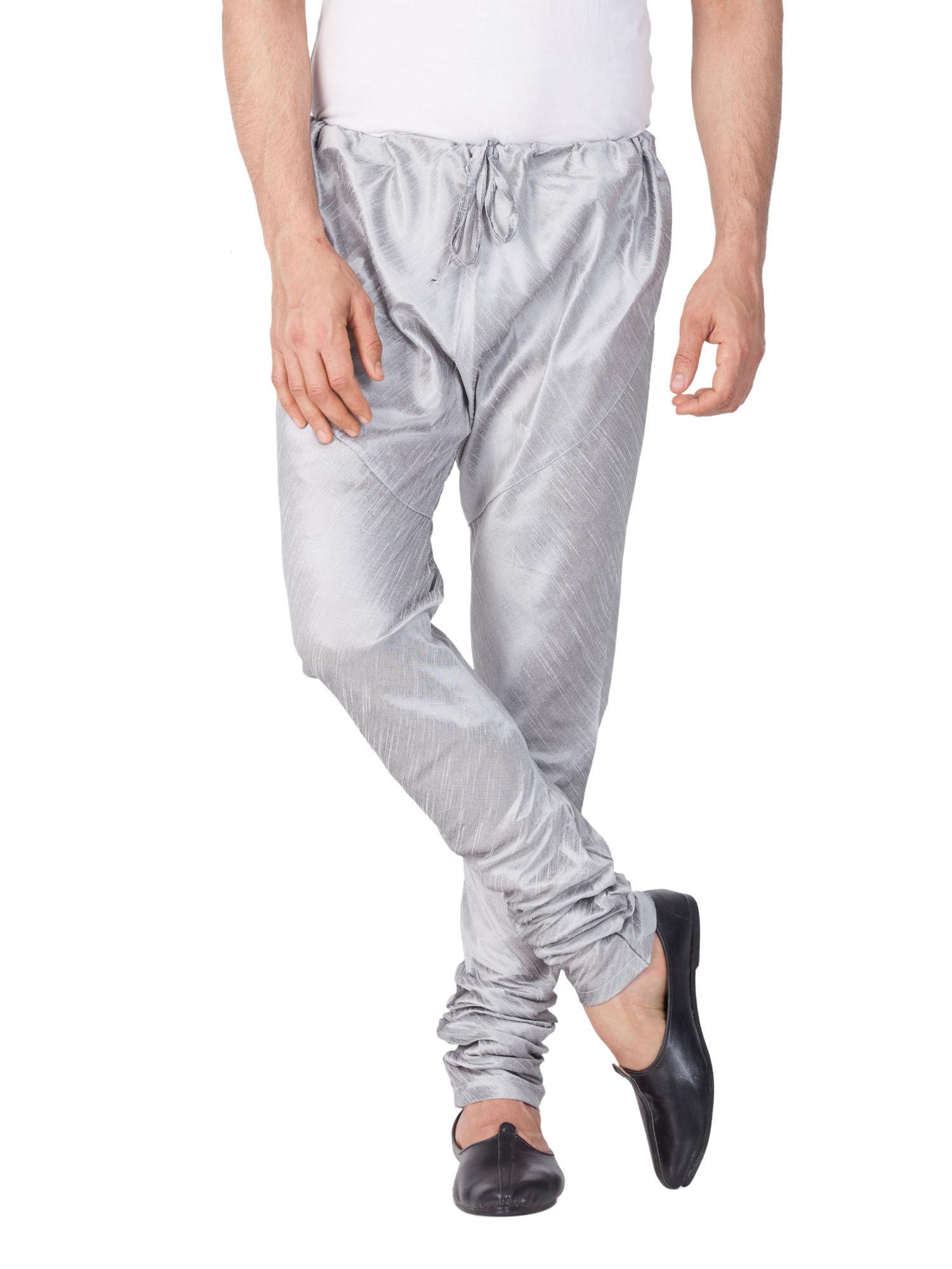 men's grey silk blend churidar