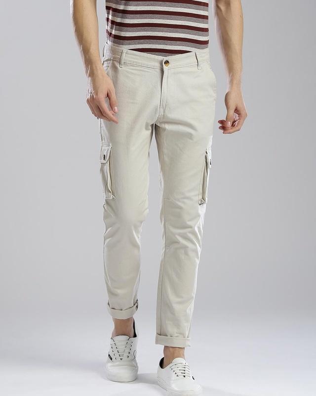 men's grey slim fit cargo trousers