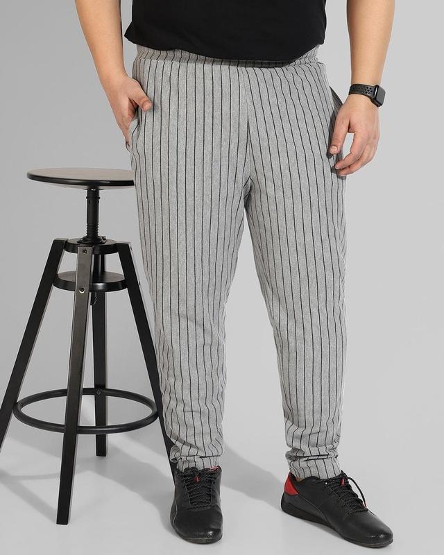 men's grey striped track pants