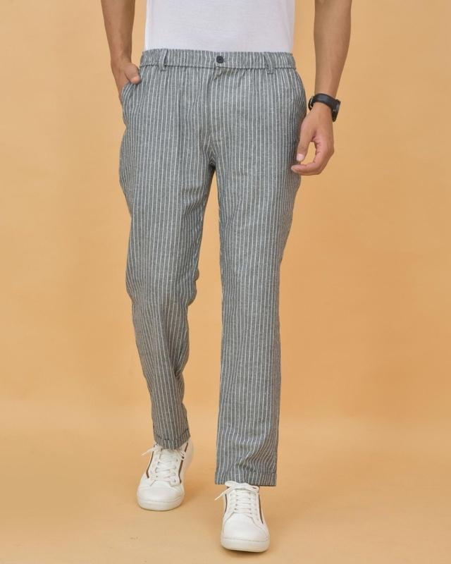 men's grey striped trousers