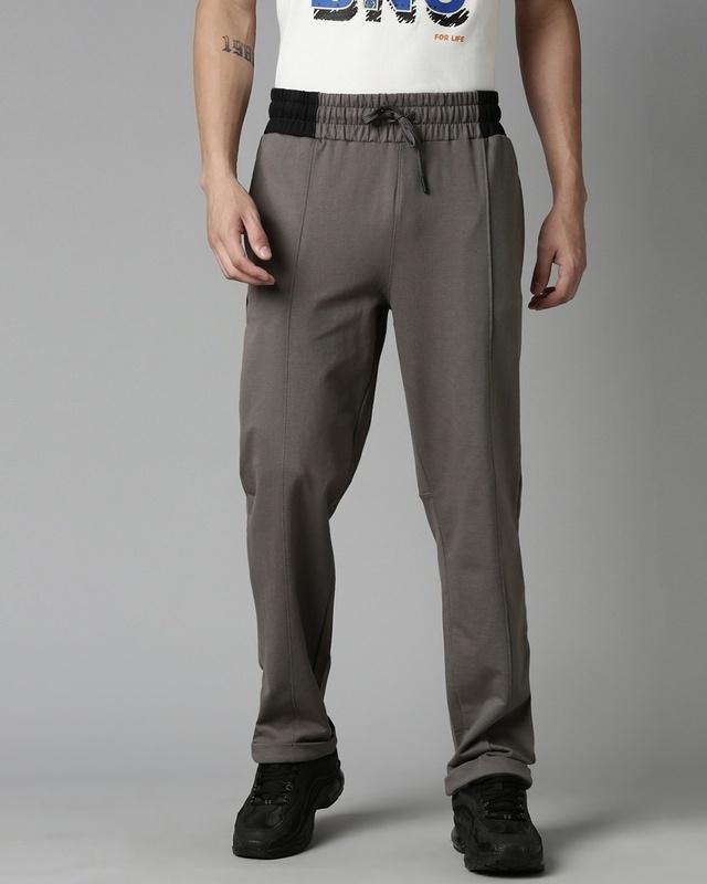 men's grey typography straight fit track pants