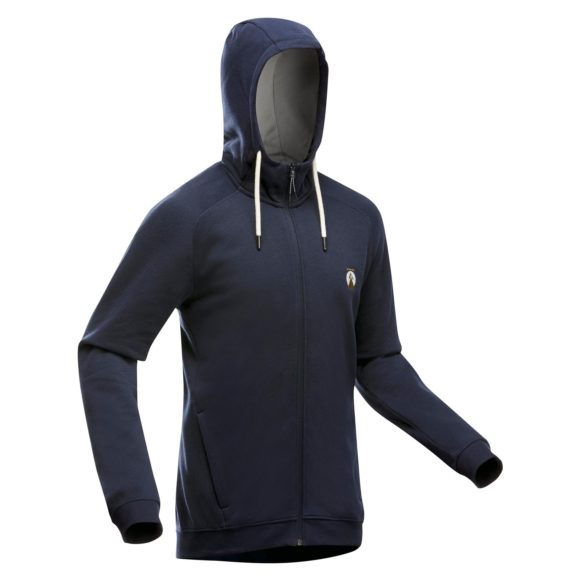 men's hiking zipped hooded sweatshirt - nh150