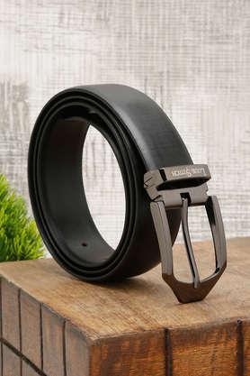 men's italian leather belt (black) - black